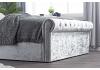4ft Small Double Rolled, Scroll Chesterfield Velvet Steel Grey Ottoman Bed frame 6